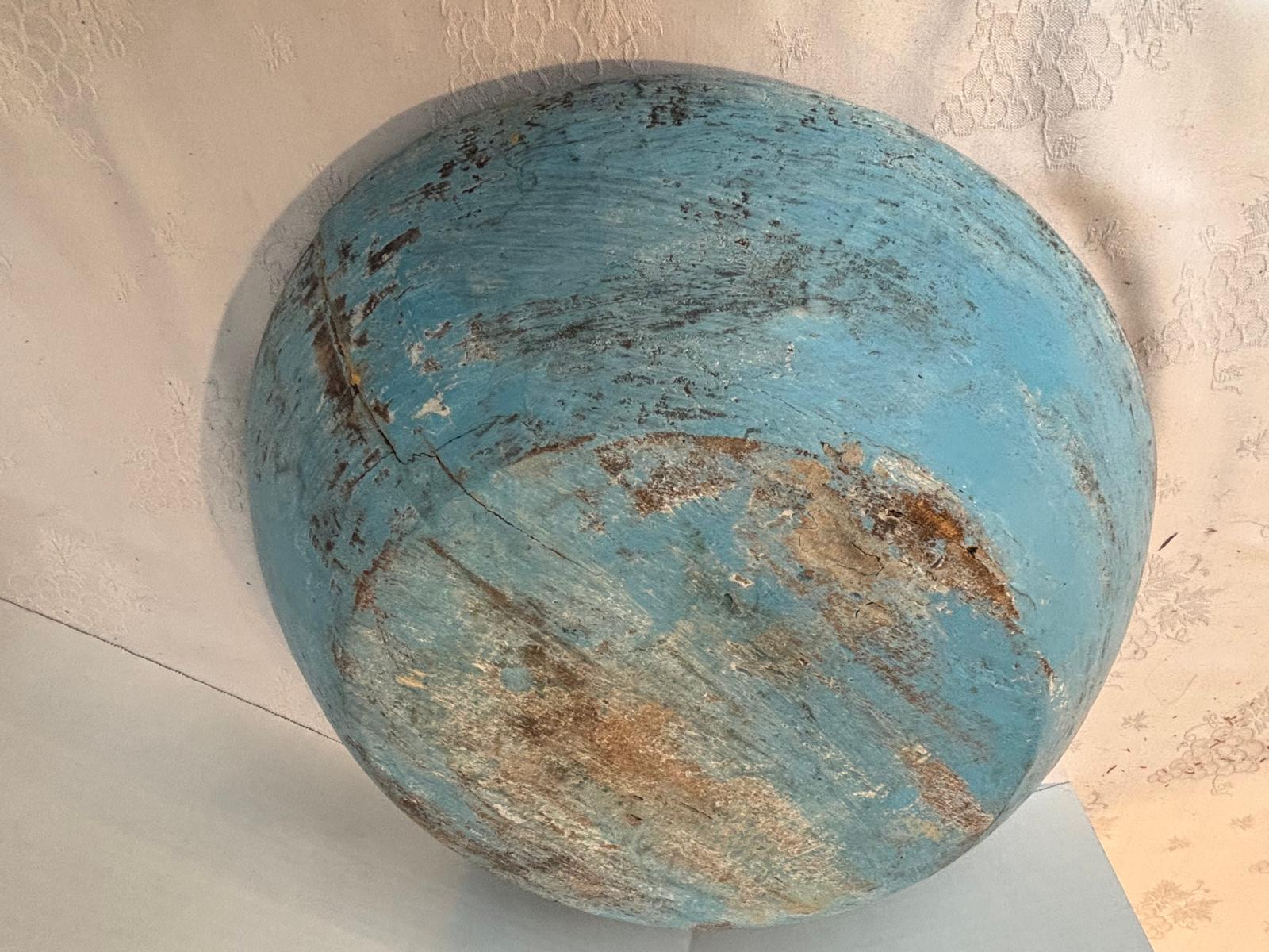 Large Early American Blue-Painted Dough Bowl Late 18th–early 19th century Found in Owensville, Missouri