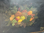 Fine Mid-19th Century Hand-Painted Tole Tray with Detailed Fruit Still Life and Folk Surface