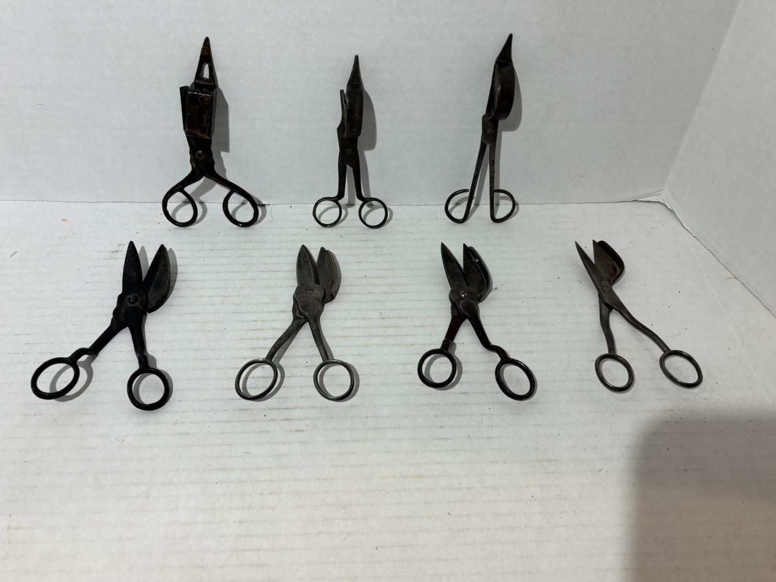Lot Of Eight English Candle Wick Trimmers (Candle Snuffers) 18th-19th Century