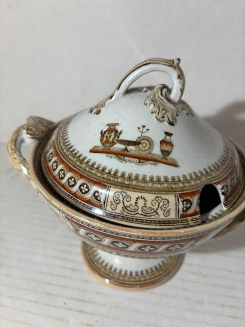 English Neoclassical Staffordshire Covered Sauce Tureen