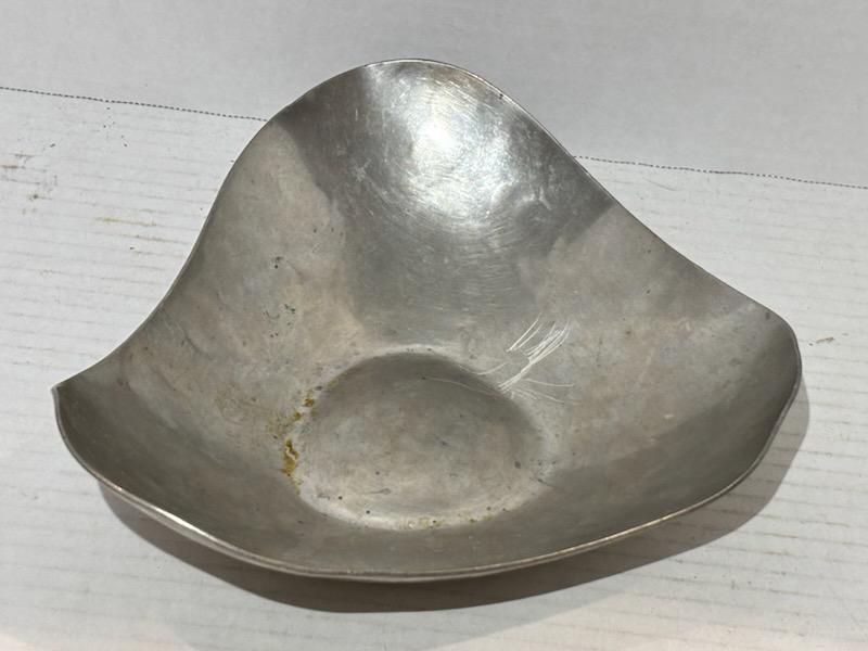 Gene Lesch Free-Form Modernist Pewter Dish
American, circa 1965–1975