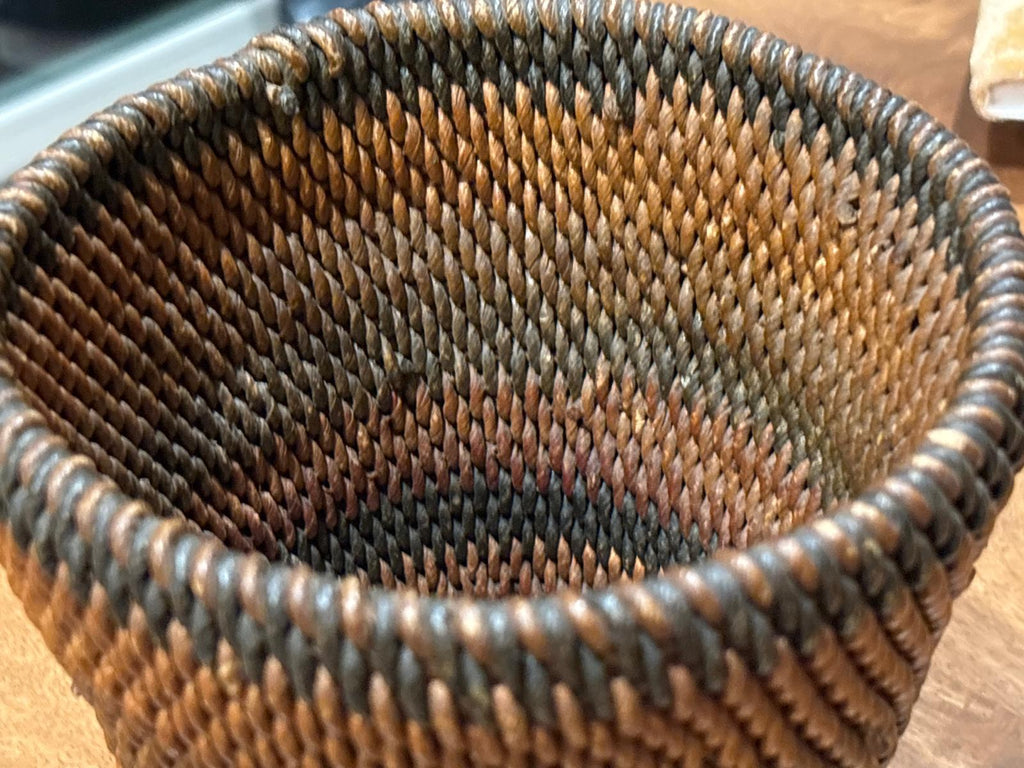 Superb Scandinavian root-twist (rotslöjd) vessel, handmade in Norway or Sweden, ca. 1880–1930.