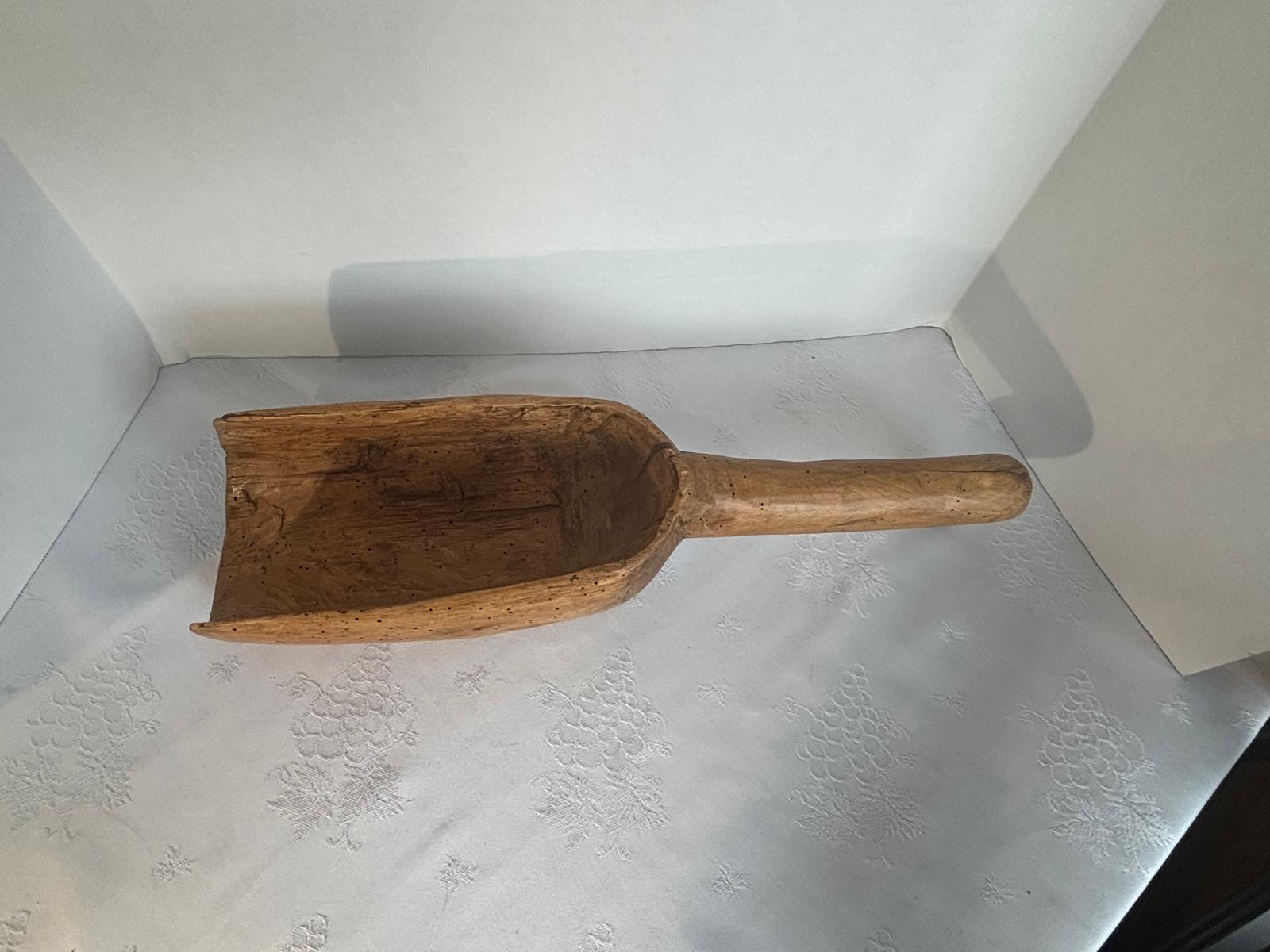 Antique Hand-Carved Wooden Grain Scoop / Trencher Ladle