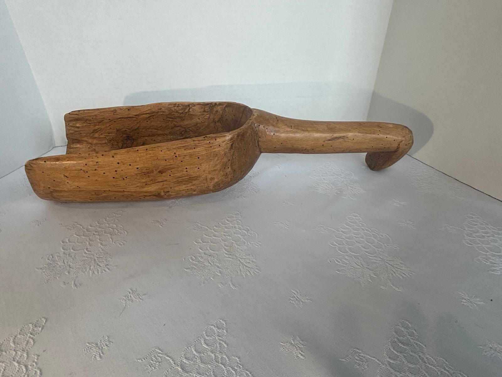 Antique Hand-Carved Wooden Grain Scoop / Trencher Ladle