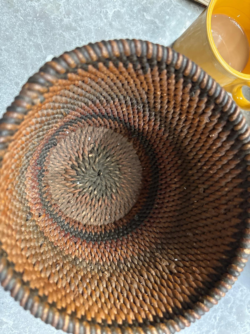 Superb Scandinavian root-twist (rotslöjd) vessel, handmade in Norway or Sweden, ca. 1880–1930.