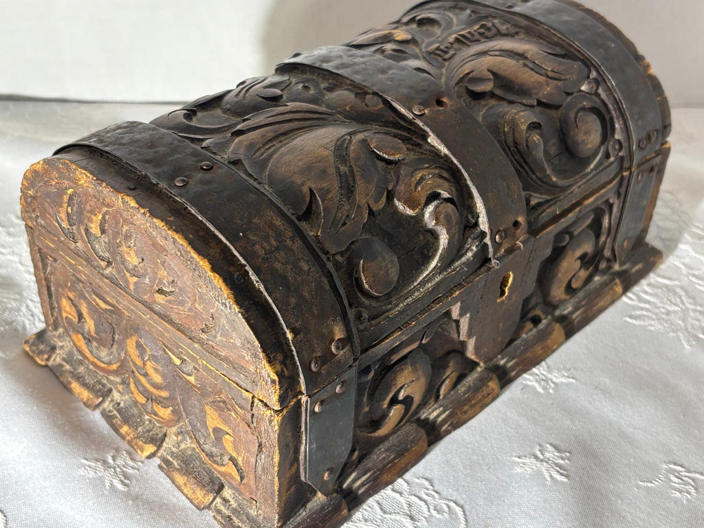 Carved Casket-Form Box, Precisely Dated February 10, 1834