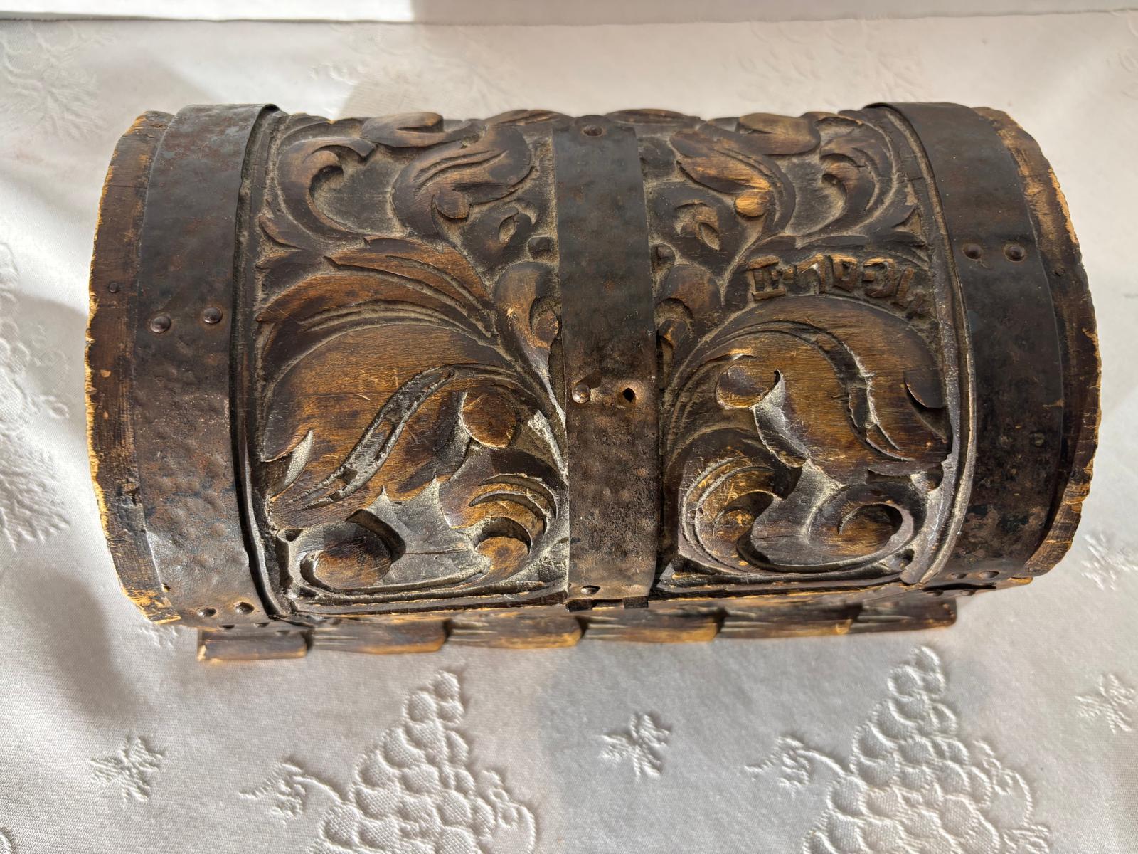 Carved Casket-Form Box, Precisely Dated February 10, 1834