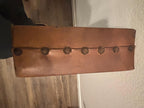 Rare Pangburn’s Chocolates double-sided leather trade sign, Fort Worth, Texas, circa 1915–1925.