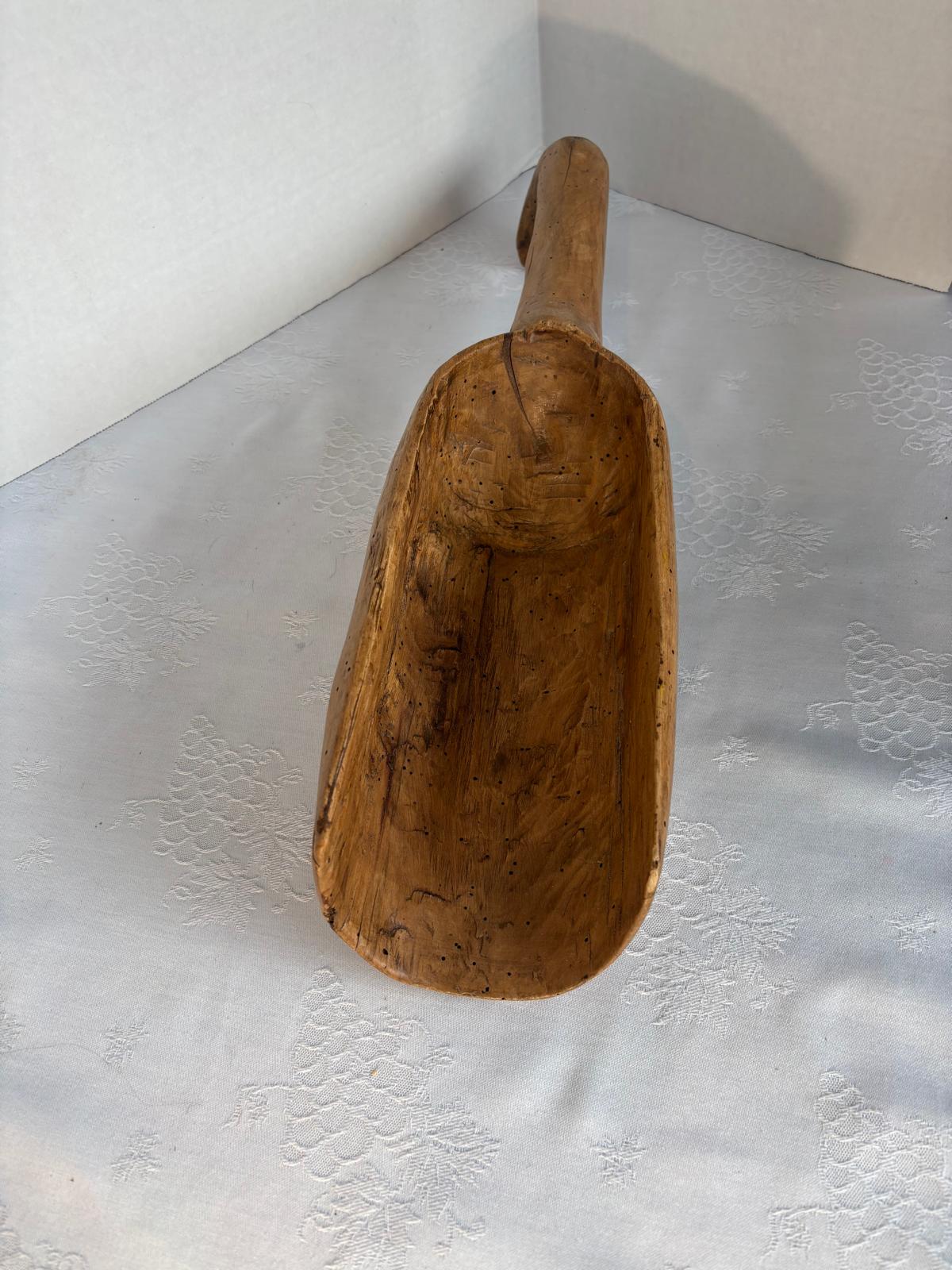 Antique Hand-Carved Wooden Grain Scoop / Trencher Ladle